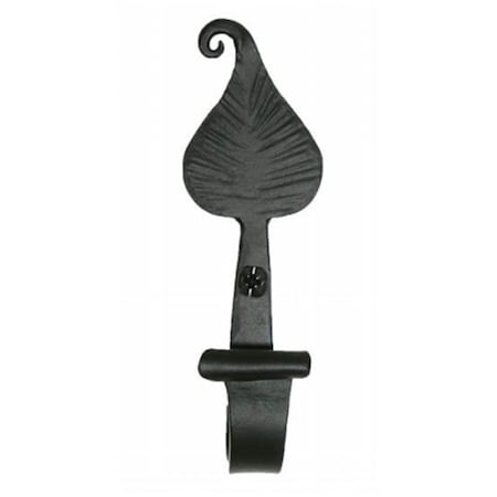 Acorn Mfg Hand Forged Leaf Design Hook, Black, Iron, 5 in Hx 1 1/2 in W x x 13/4 in Projection LMBBP